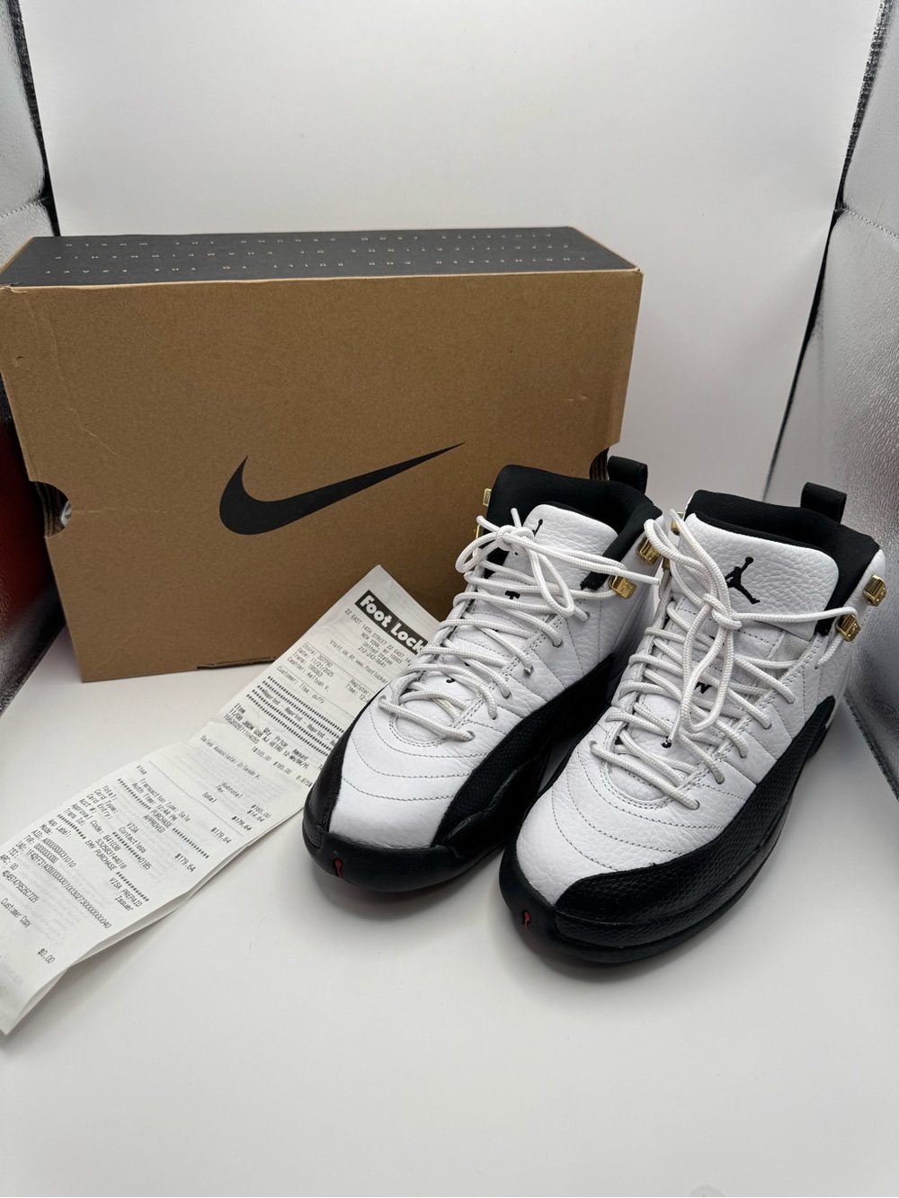 Nike Air Jordan 12 Retro GS White Black Gold Boys Size 5.5Y